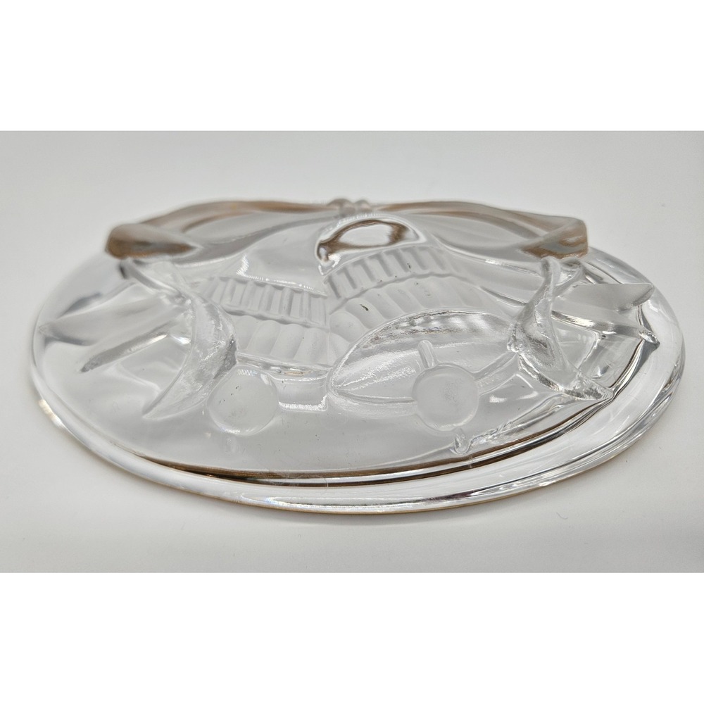 Mikasa Studio Nova Oval Glass Dish Gold Gilt Rim Bells And Ribbons Design 7" - Picture 5 of 11